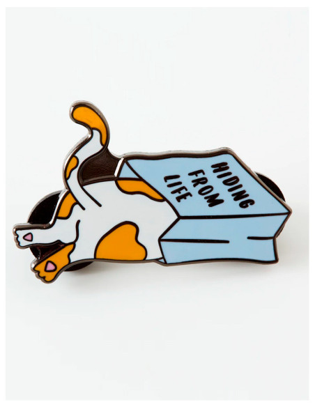 Hiding from Life Cat Enamel Pin
