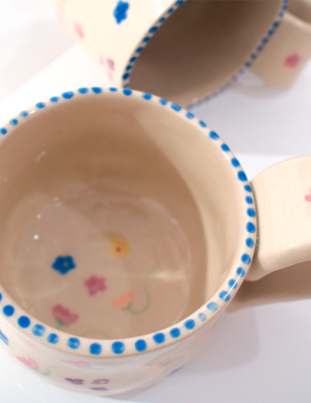 Taza Cerámica Floral Hecha a Mano