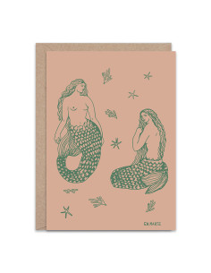 2 Sirenas Greetings Card By En Marte