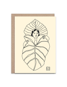 Chica Hoja B&W Greetings Card By En Marte