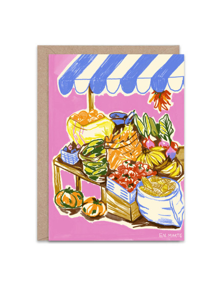 Market Greetings Card By En Marte