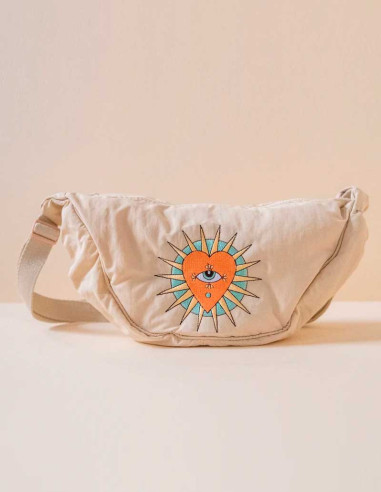 Nylon Sling Bag in Stone