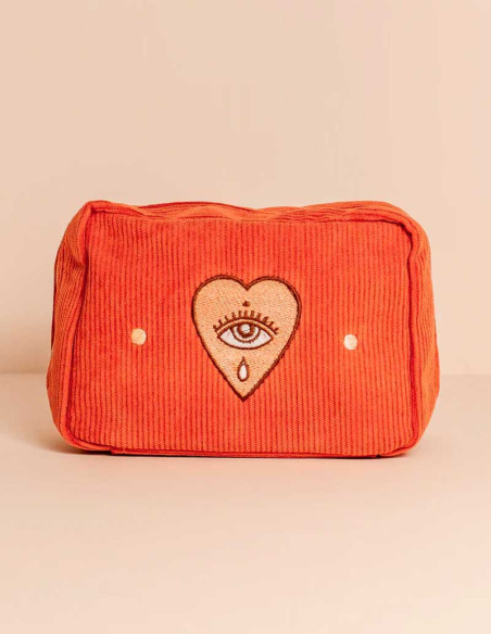 Corduroy Makeup Bag in Rust